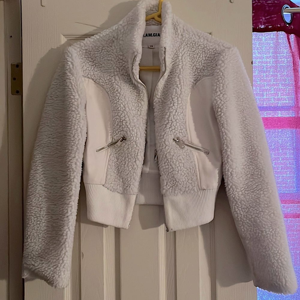 I.AM.GIA XS Women’s White Fuzzy Light Jacket
